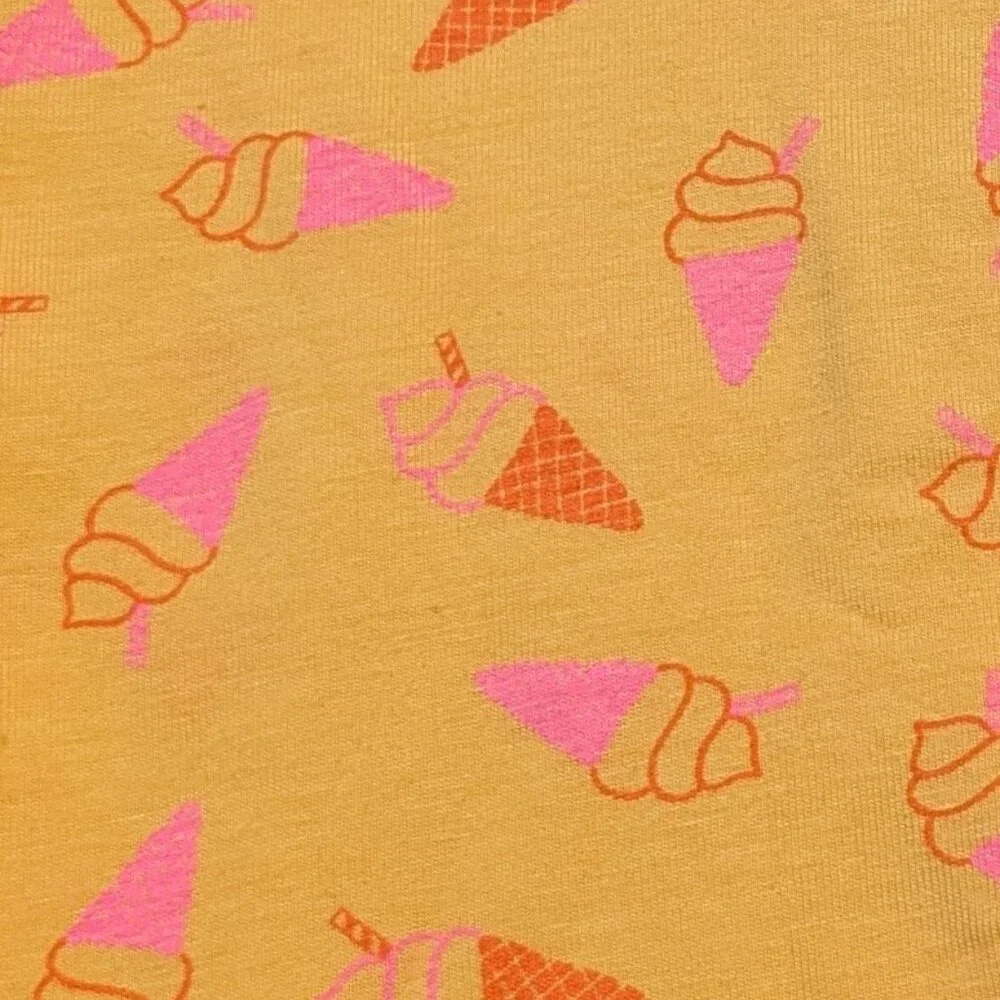 ANKO Girls' Yellow Ice Cream Print Cotton Shorts Fun & Comfy Elastic Waistband